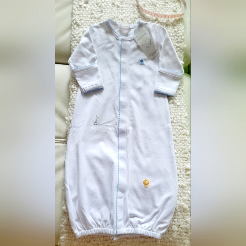 Kissy Kissy White Baby gown convertible Embroidered Accents sz sm